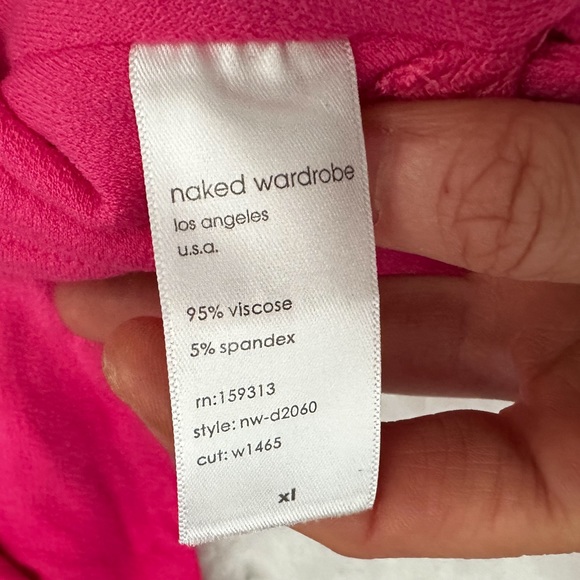 NWOT- Naked Wardrobe ruched long sleeve open back mini dress in raspberry - Picture 10 of 13